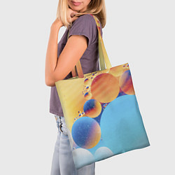 Сумка-шопер Абстрактные круги с разными красками, цвет: 3D-принт — фото 2
