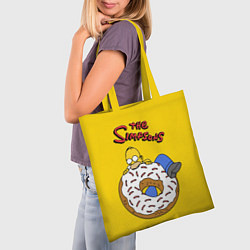 Сумка-шопер Гомер Симпсон ест пончик, цвет: 3D-принт — фото 2