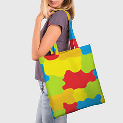 Сумка-шопер Кляксы разноцветные - детский камуфляж, цвет: 3D-принт — фото 2