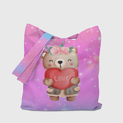 Сумка-шопер Милый мишка с сердечком, цвет: 3D-принт