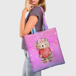 Сумка-шопер Милый мишка с сердечком, цвет: 3D-принт — фото 2