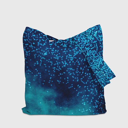 Сумка-шоппер Градиент голубой и синий текстурный с блестками / 3D-принт – фото 2
