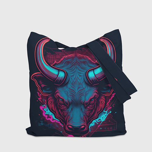Сумка-шоппер Неоновый бык / 3D-принт – фото 2