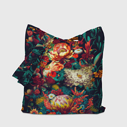 Сумка-шоппер Цветочный паттерн с цветами и листьями