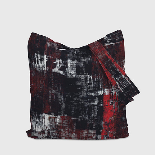Сумка-шоппер Абстракт красный на чёрном / 3D-принт – фото 2