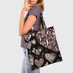 Сумка-шопер Арт нейросети фантазийные сердца, цвет: 3D-принт — фото 2
