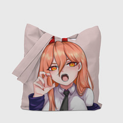 Сумка-шопер Человек - бензопила Пауэр с рогами, цвет: 3D-принт