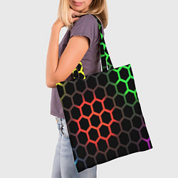Сумка-шопер Gradient hexagon genshin, цвет: 3D-принт — фото 2