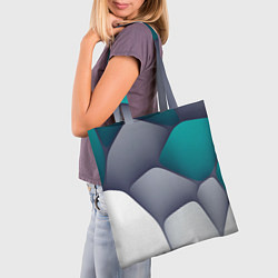 Сумка-шопер Серо-бело-синий каменный паттерн, цвет: 3D-принт — фото 2