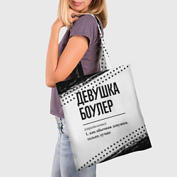 Сумка-шопер Девушка боулер - определение на светлом фоне, цвет: 3D-принт — фото 2