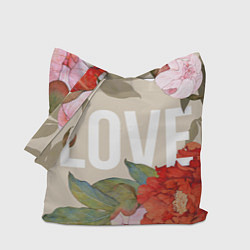 Сумка-шопер Love Любовь и цветы, цвет: 3D-принт