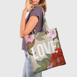 Сумка-шопер Love Любовь и цветы, цвет: 3D-принт — фото 2