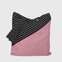 Сумка-шоппер Узор в черную и розовую полоску