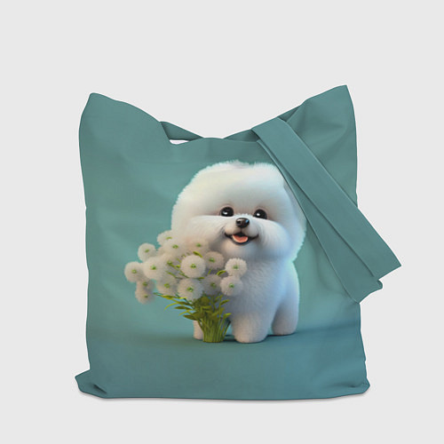Сумка-шоппер Белая собака милаха / 3D-принт – фото 2