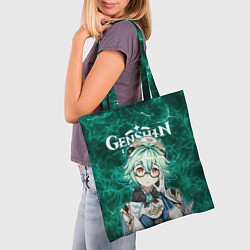 Сумка-шопер Сахароза на фоне воздушных частиц, цвет: 3D-принт — фото 2