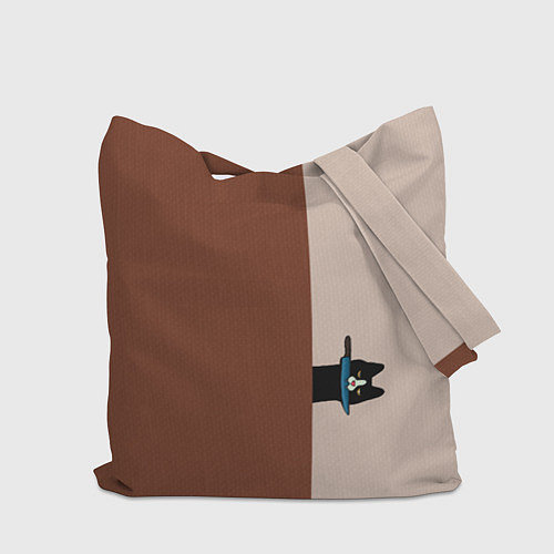 Сумка-шоппер Котик с ножиком и средний палец - текстура холста / 3D-принт – фото 2