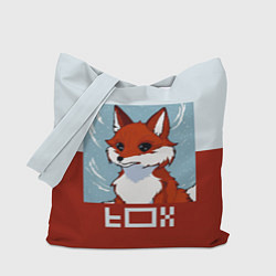 Сумка-шопер Пиксельная лиса с надписью fox, цвет: 3D-принт