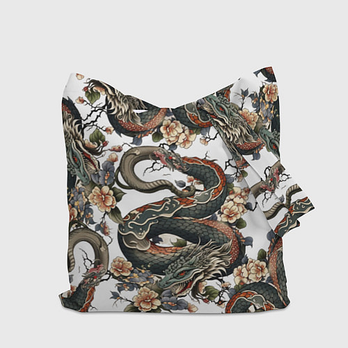 Сумка-шоппер Тату японский дракон / 3D-принт – фото 2