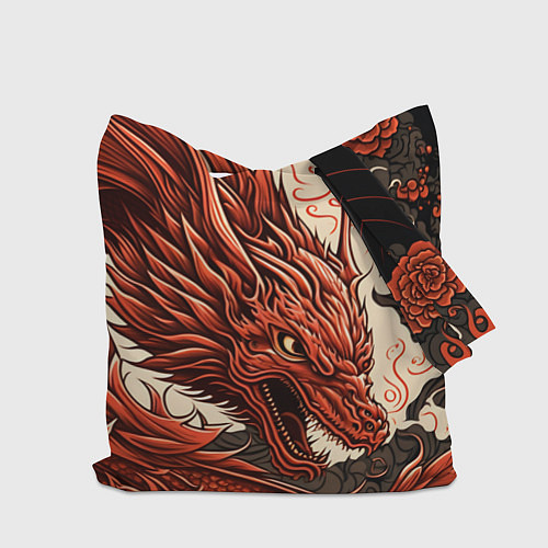 Сумка-шоппер Японский краcный дракон / 3D-принт – фото 2