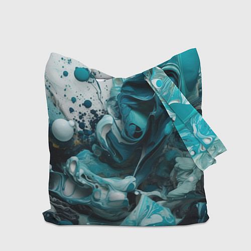 Сумка-шоппер Абстрактные голубые брызги краски / 3D-принт – фото 2