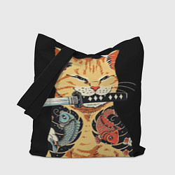 Сумка-шопер Yakuza tattoo cat, цвет: 3D-принт