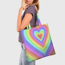 Сумка-шопер Сердце - пастельные цвета, цвет: 3D-принт — фото 2