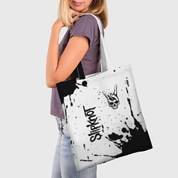 Сумка-шопер Slipknot и рок символ на светлом фоне, цвет: 3D-принт — фото 2