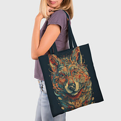 Сумка-шопер Красивый волк в узорах, цвет: 3D-принт — фото 2