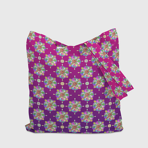 Сумка-шоппер Абстрактные разноцветные узоры на пурпурно-фиолето / 3D-принт – фото 2