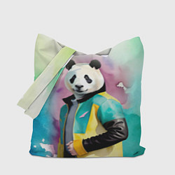 Сумка-шоппер Прикольный панда в модной куртке