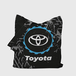 Сумка-шопер Toyota в стиле Top Gear со следами шин на фоне, цвет: 3D-принт