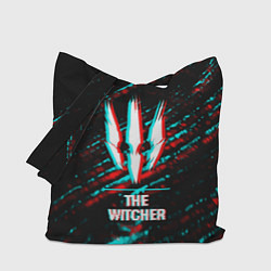 Сумка-шопер The Witcher в стиле glitch и баги графики на темно, цвет: 3D-принт