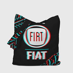 Сумка-шопер Значок Fiat в стиле glitch на темном фоне, цвет: 3D-принт