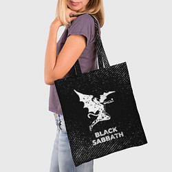 Сумка-шопер Black Sabbath с потертостями на темном фоне, цвет: 3D-принт — фото 2