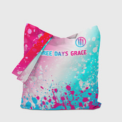 Сумка-шопер Three Days Grace neon gradient style: символ сверх, цвет: 3D-принт