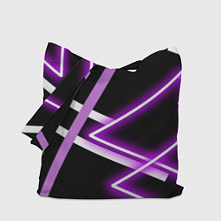 Сумка-шопер Фиолетовые полоски с неоном, цвет: 3D-принт