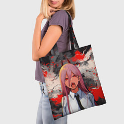 Сумка-шопер Демон Пауэр - Человек бензопила, цвет: 3D-принт — фото 2