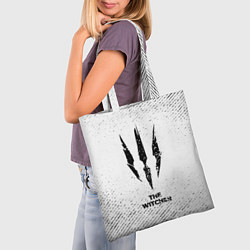 Сумка-шопер The Witcher с потертостями на светлом фоне, цвет: 3D-принт — фото 2