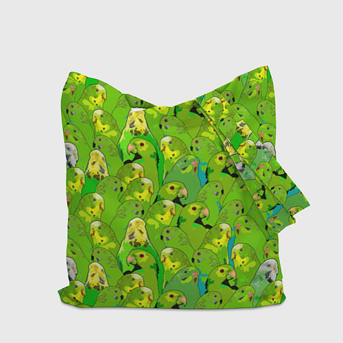 Сумка-шоппер Зеленые волнистые попугайчики / 3D-принт – фото 2