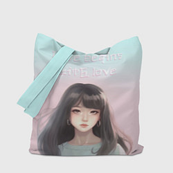 Сумка-шоппер Девушка аниме в пастельных оттенках
