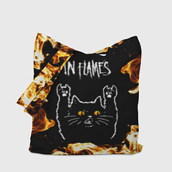 Сумка-шопер In Flames рок кот и огонь, цвет: 3D-принт