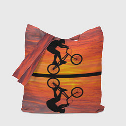 Сумка-шопер Велосипедист в отражении, цвет: 3D-принт