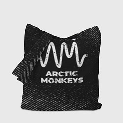 Сумка-шопер Arctic Monkeys с потертостями на темном фоне, цвет: 3D-принт