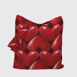 Сумка-шопер Red hearts, цвет: 3D-принт
