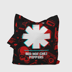 Сумка-шопер Red Hot Chili Peppers rock glitch, цвет: 3D-принт