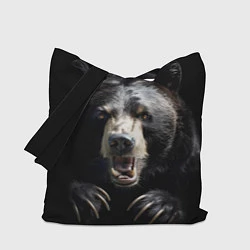 Сумка-шопер Бурый атакующий медведь, цвет: 3D-принт