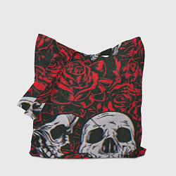 Сумка-шопер Красные розы и черепа, цвет: 3D-принт