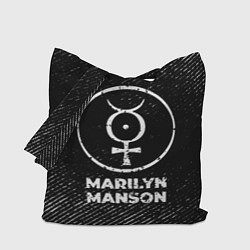 Сумка-шопер Marilyn Manson с потертостями на темном фоне, цвет: 3D-принт