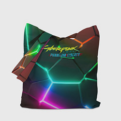 Сумка-шопер Cyberpunk 2077 phantom liberty logo neon, цвет: 3D-принт