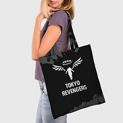Сумка-шопер Tokyo Revengers glitch на темном фоне, цвет: 3D-принт — фото 2